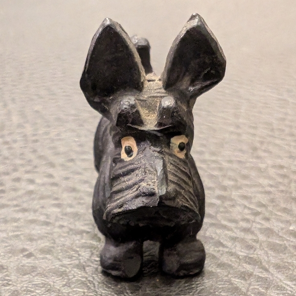 MCM Wood Carved Schnauzer Scotty Dogs Carving Figurine Mid Century 60s Lot Of 2 - Picture 9 of 14